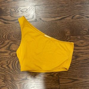 yellow one shoulder top